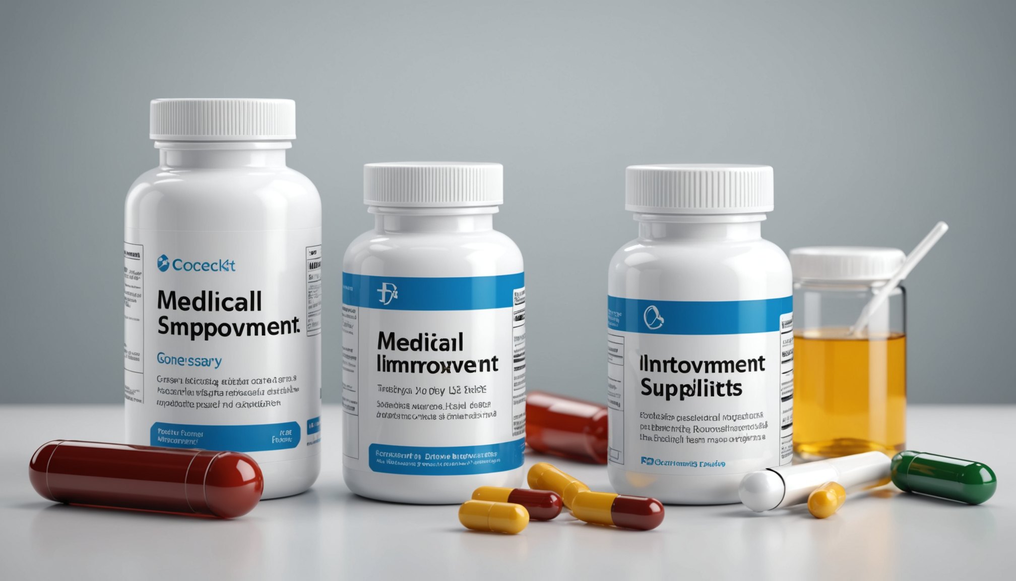 Illustration of common potency improvement supplements with labels highlighting ingredients, safety notes, and lifestyle factors
